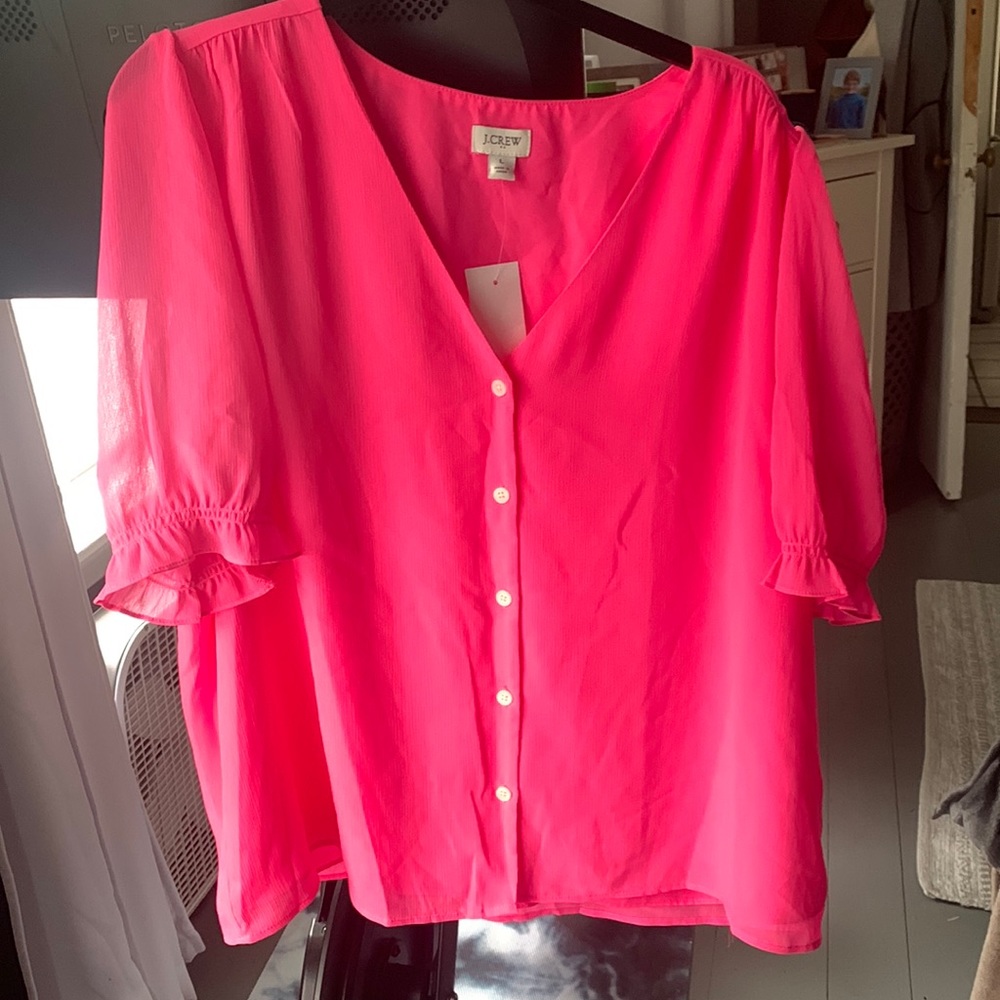 Bright pink Jcrew half sleeve blouse
